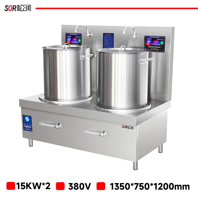 Double-Head High-Power Induction Stockpot Range, 15 kW x 2
