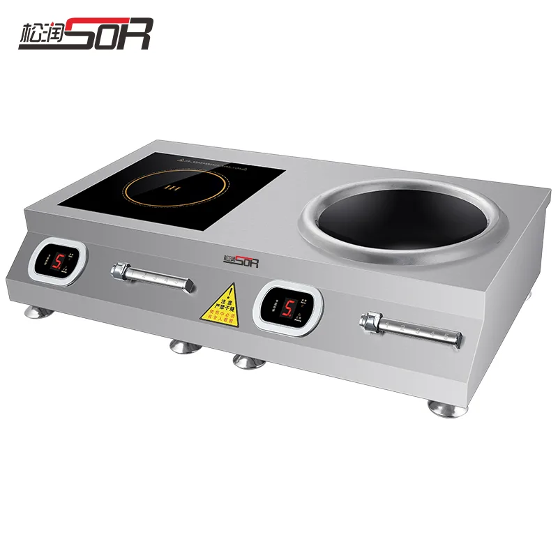 flat-top and wok combo induction range 5 KW*2